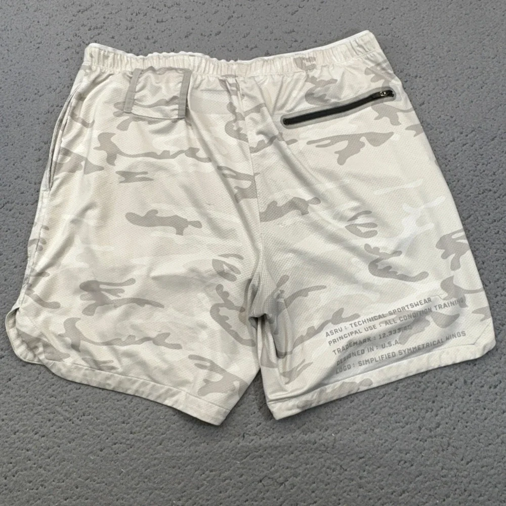 ASRV Shorts Mens XL White Camo Training Athletic Gym Technical Sportswear USA